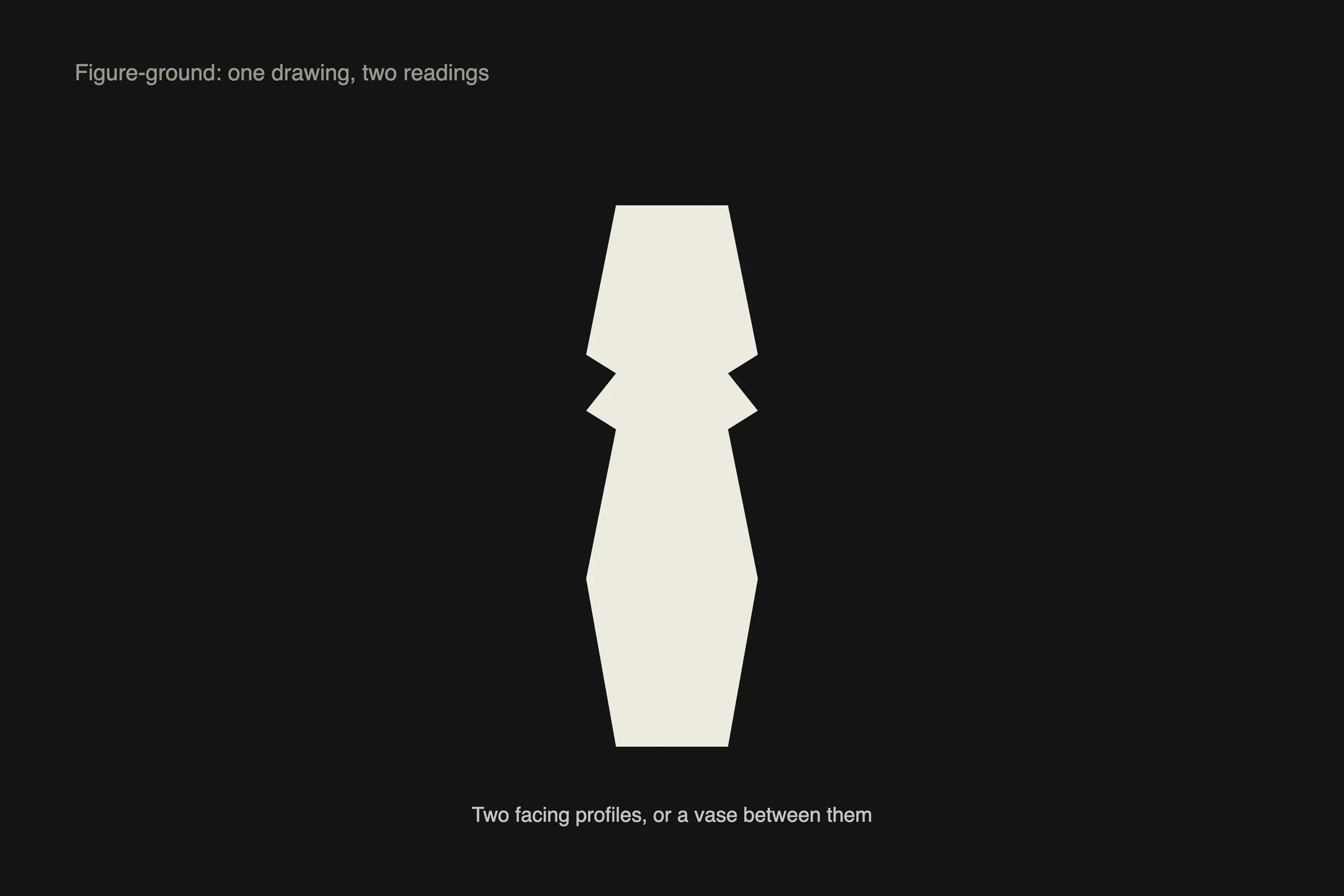 Symmetrical pale silhouette that reads as a vase or as two facing profiles