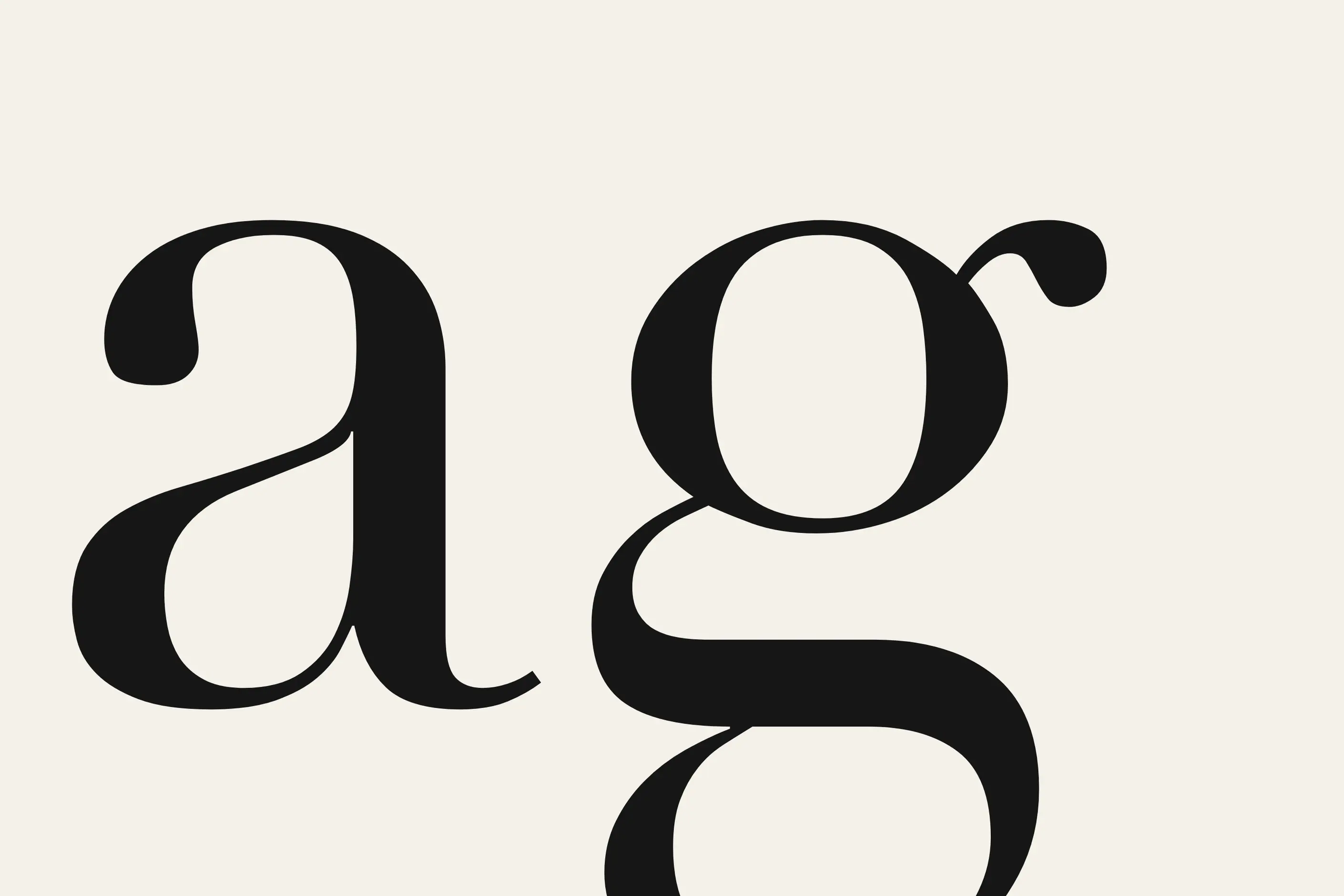 The letters a and g in Didot set enormous, filling the frame, the hairlines, ball terminal and stroke contrast clearly visible
