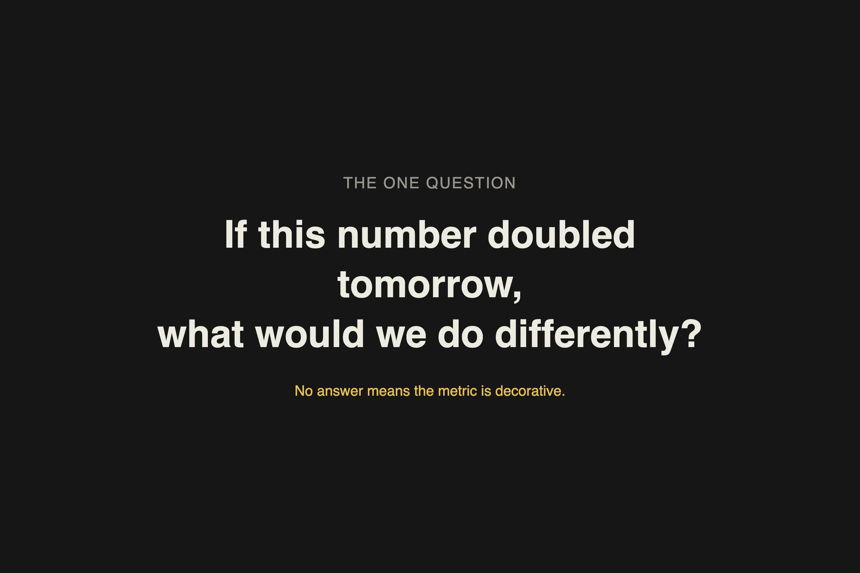 Large type asking: if this number doubled tomorrow, what would we do differently
